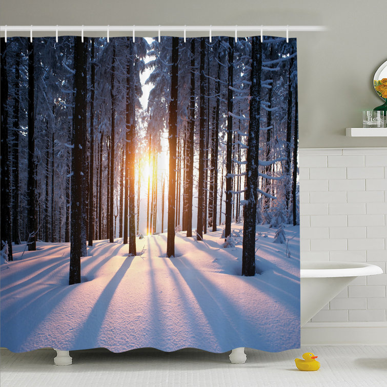 East Urban Home Winter Mystic Appearance of Sunset in Woodlands with